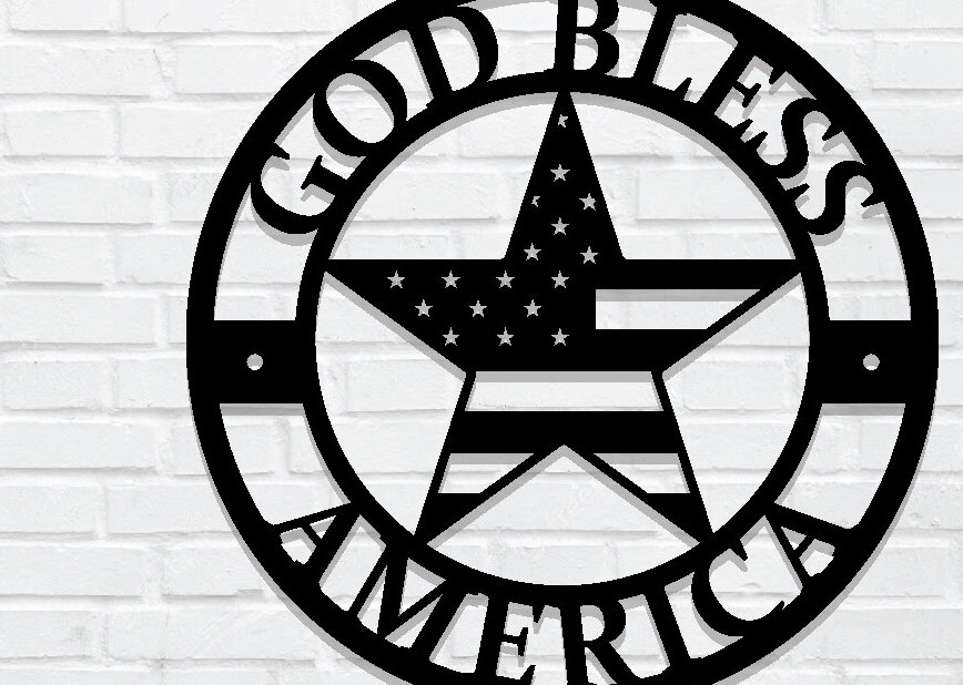 Intra απο ξύλο plywood  Χρώμα wenge 3mm-4mm πάχος - God Bless America, Patriotic Metal Sign Δίασταση 30x40 cm INTRAFABR-93721008