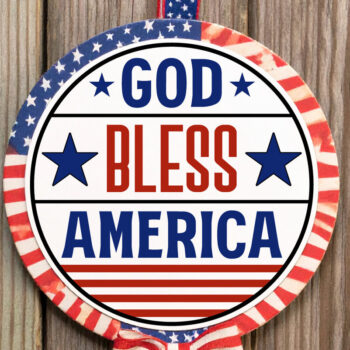 Intra απο ξύλο plywood  Χρώμα wenge 3mm-4mm πάχος - Ο Θεός να ευλογεί την Αμερική Στρογγυλή πινακίδα με λέιζερ Δίασταση 4x4 cm INTRAFABR-94588476 - Image 3