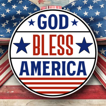 Intra απο ξύλο plywood  Χρώμα wenge 3mm-4mm πάχος - Ο Θεός να ευλογεί την Αμερική Στρογγυλή πινακίδα με λέιζερ Δίασταση 4x4 cm INTRAFABR-94588476 - Image 5