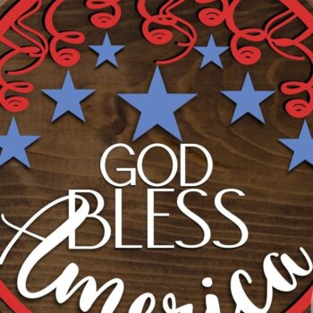 Intra απο ξύλο plywood  Χρώμα wenge 3mm-4mm πάχος - Ο Θεός να ευλογεί την Αμερική Γύρος καλωσορίσματος Δίασταση 20x20 cm INTRAFABR-94592531 - Image 1