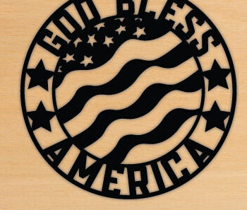 Intra απο ξύλο plywood Χρώμα wenge 3mm-4mm πάχος - God Bless American Flag Wall Art Laser Δίασταση 40x50 cm INTRAFABR-94592597 - Image 1