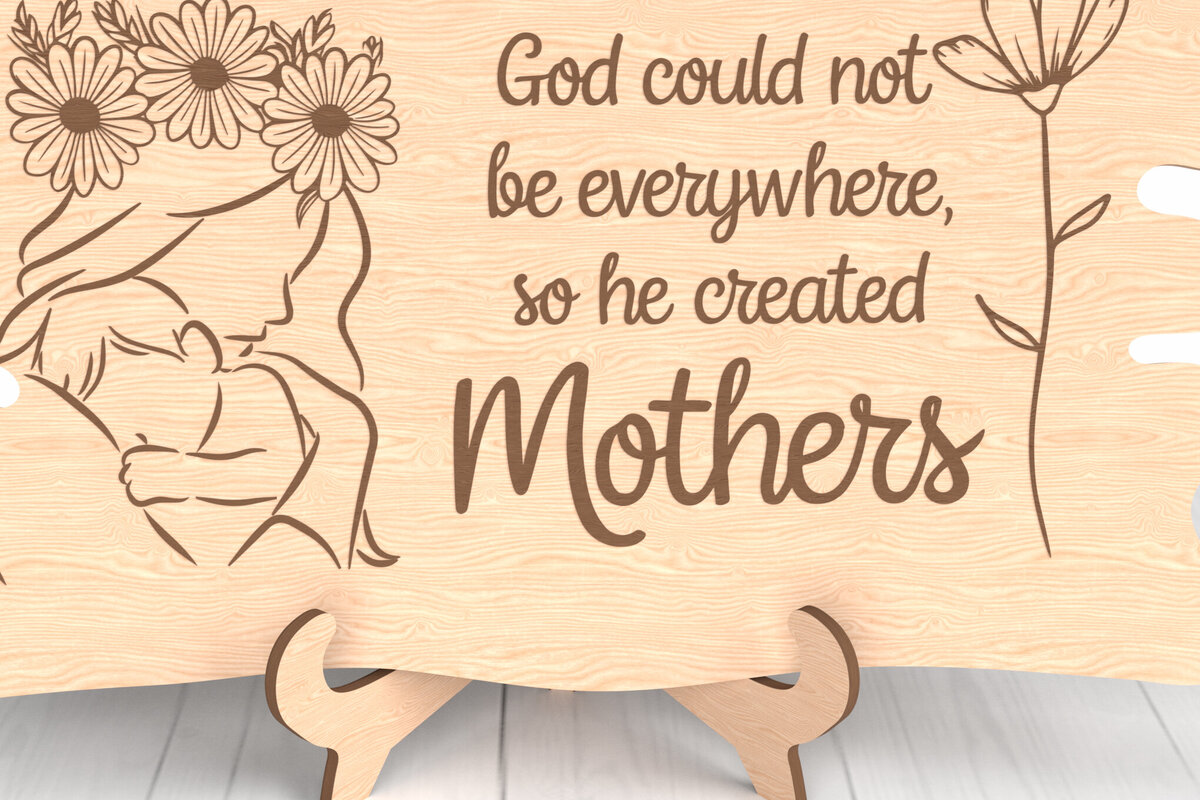 Intra απο ξύλο plywood  Χρώμα wenge 3mm-4mm πάχος - Ο Θεός δημιούργησε δώρο με λέιζερ για τις μητέρες Δίασταση 6x6 cm INTRAFABR-94587853