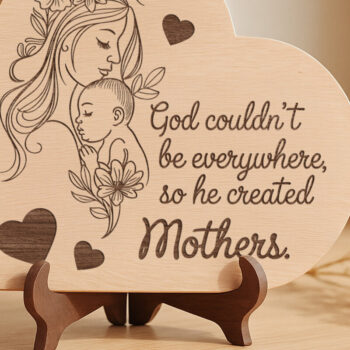 Intra απο ξύλο plywood  Χρώμα wenge 3mm-4mm πάχος - Ο Θεός δημιούργησε τις μητέρες – Sign Δίασταση 30x20 cm INTRAFABR-94587877 - Image 1