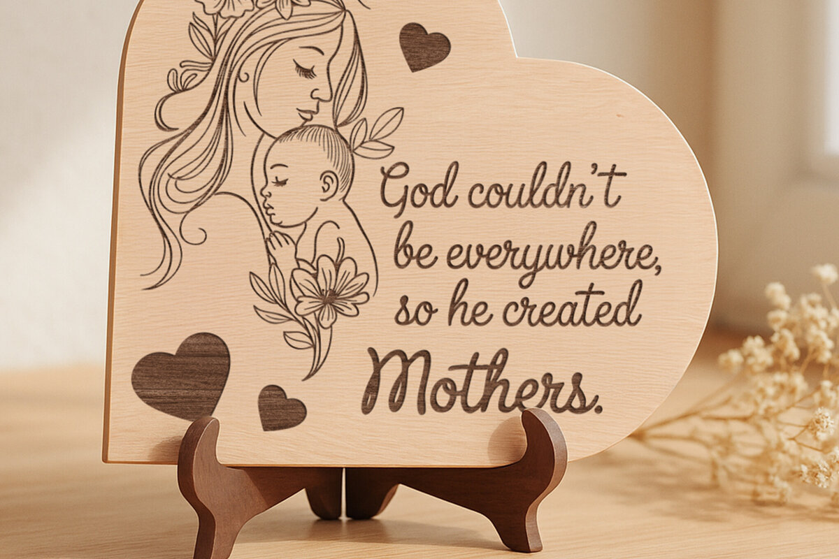 Intra απο ξύλο plywood  Χρώμα wenge 3mm-4mm πάχος - Ο Θεός δημιούργησε τις μητέρες – Sign Δίασταση 30x20 cm INTRAFABR-94587877