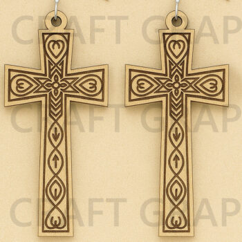 Intra απο ξύλο plywood  Χρώμα wenge 3mm-4mm πάχος - God is Love Earrings – Σχέδιο ξύλου Δίασταση 3x3 cm INTRAFABR-94588282 - Image 1