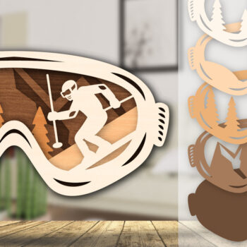 Intra απο ξύλο plywood Χρώμα wenge 3mm-4mm πάχος - Goggles Ski Scene Lasered Wall Art Laser Δίασταση 40x50 cm INTRAFABR-118129224 - Image 3