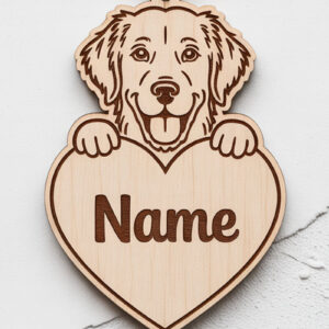 Intra απο ξύλο plywood  Χρώμα wenge 3mm-4mm πάχος - Μπρελόκ Golden Retriever Δίασταση 4x4 cm INTRAFABR-92484885