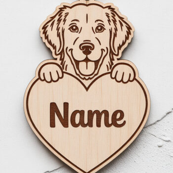 Intra απο ξύλο plywood Χρώμα wenge 3mm-4mm πάχος - Μπρελόκ Golden Retriever Δίασταση 4x4 cm INTRAFABR-92484885 - Image 1