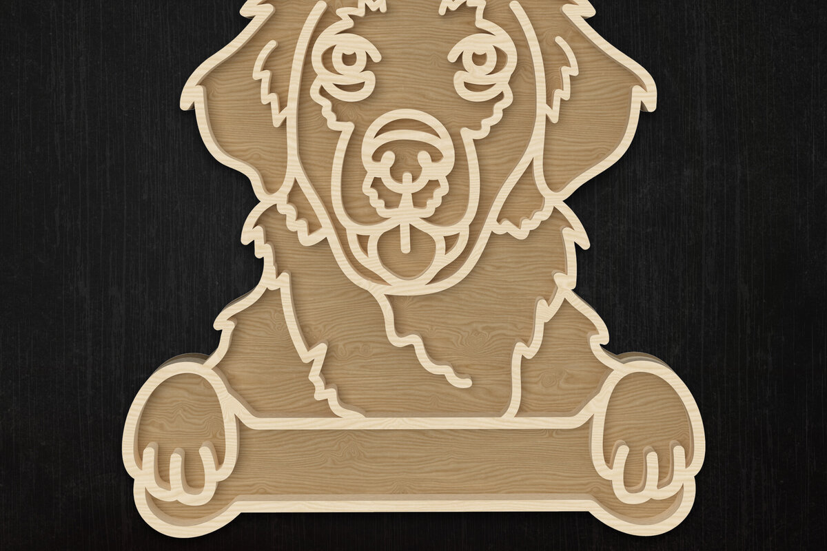 Intra απο ξύλο plywood  Χρώμα wenge 3mm-4mm πάχος - περίγραμμα Golden Retriever Δίασταση 6x6 cm INTRAFABR-92485023