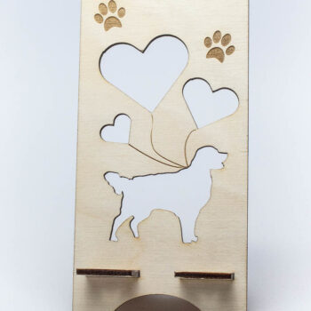 Intra απο ξύλο plywood Χρώμα wenge 3mm-4mm πάχος - Τηλεφωνική βάση Golden Retriever Δίασταση 20x20 cm INTRAFABR-92484607 - Image 2