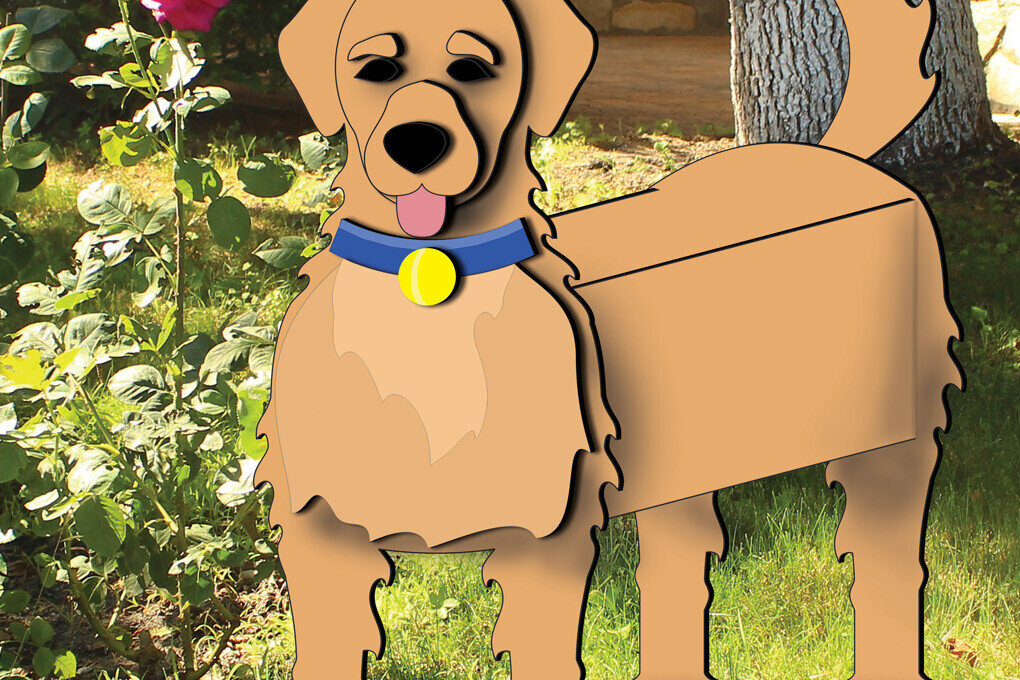 Intra απο ξύλο plywood  Χρώμα wenge 3mm-4mm πάχος - Θήκη γλαστρών Golden Retriever Planter Dog Δίασταση 20x20 cm INTRAFABR-95503266