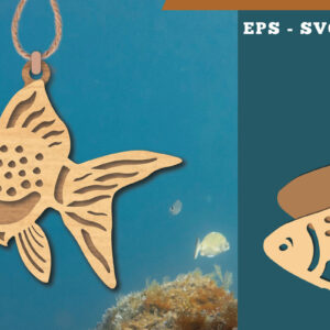 Intra απο ξύλο plywood  Χρώμα wenge 3mm-4mm πάχος - Στολίδι κοπής με λέιζερ χρυσόψαρο 2 Δίασταση 6x6 cm INTRAFABR-95503022