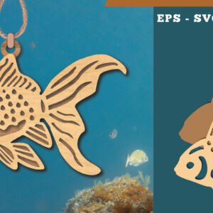 Intra απο ξύλο plywood  Χρώμα wenge 3mm-4mm πάχος - Στολίδι κοπής με λέιζερ χρυσόψαρο 3 Δίασταση 6x6 cm INTRAFABR-118592182