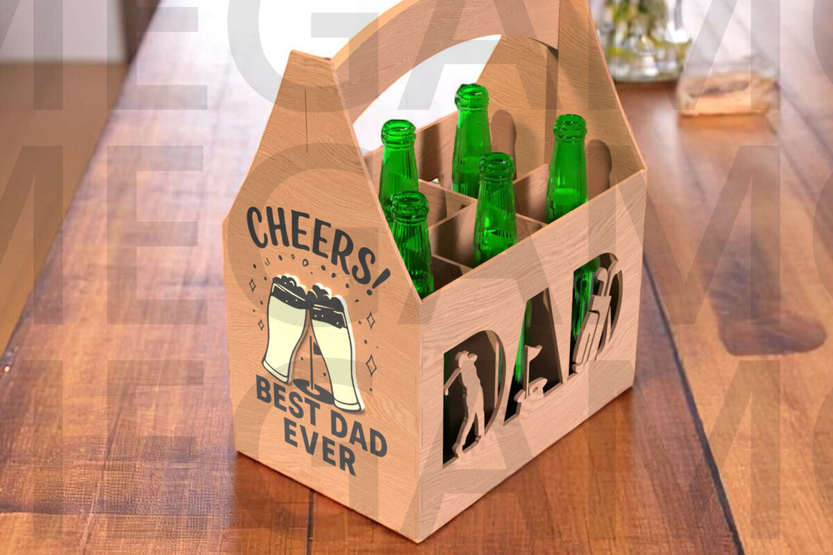 Intra απο ξύλο plywood  Χρώμα wenge 3mm-4mm πάχος - Golf Dad Beer Caddy για την Ημέρα του Πατέρα Δίασταση 20x20 cm INTRAFABR-97023339