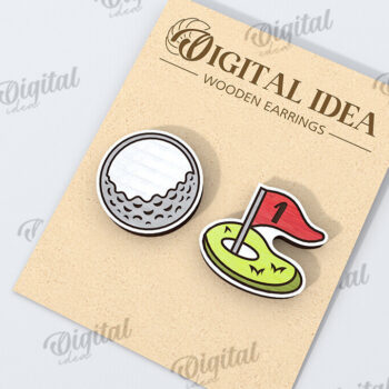 Intra απο ξύλο plywood Χρώμα wenge 3mm-4mm πάχος - Σκουλαρίκια γκολφ . Sports Δίασταση 3x3 cm INTRAFABR-97023343 - Image 1