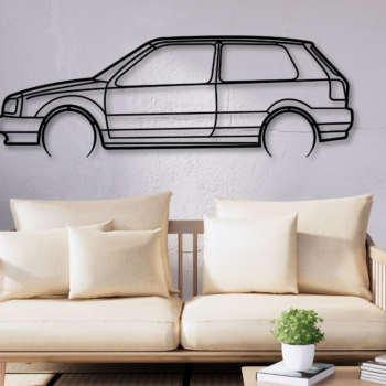 Intra απο ξύλο plywood  Χρώμα wenge 3mm-4mm πάχος - Golf III Car Silhouette Δίασταση 20x20 cm INTRAFABR-97023366 - Image 1