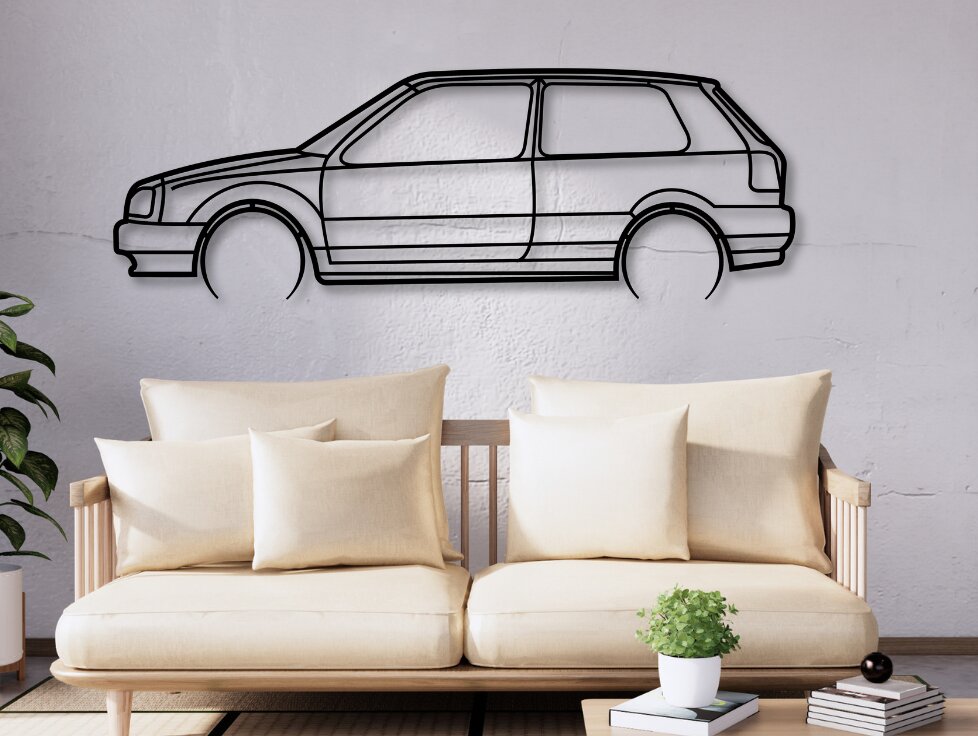 Intra απο ξύλο plywood  Χρώμα wenge 3mm-4mm πάχος - Golf III Car Silhouette Δίασταση 20x20 cm INTRAFABR-97023366