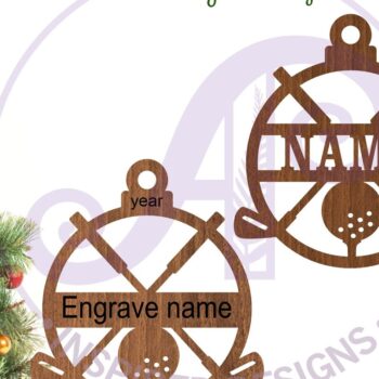 Intra απο ξύλο plywood Χρώμα wenge 3mm-4mm πάχος - Χριστουγεννιάτικο στολίδι Golfers Δίασταση 6x6 cm INTRAFABR-122342646 - Image 2