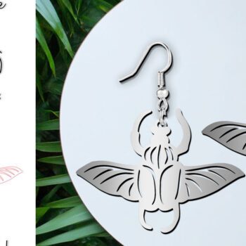 Intra απο ξύλο plywood  Χρώμα wenge 3mm-4mm πάχος - Goliath Beetle Animal Earrings Δίασταση 900x900 cm INTRAFABR-95278933 - Image 1