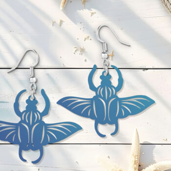 Intra απο ξύλο plywood  Χρώμα wenge 3mm-4mm πάχος - Goliath Beetle Animal Earrings Δίασταση 900x900 cm INTRAFABR-95278933 - Image 2