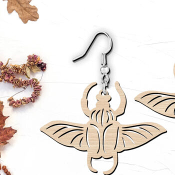 Intra απο ξύλο plywood  Χρώμα wenge 3mm-4mm πάχος - Goliath Beetle Animal Earrings Δίασταση 900x900 cm INTRAFABR-95278933 - Image 3