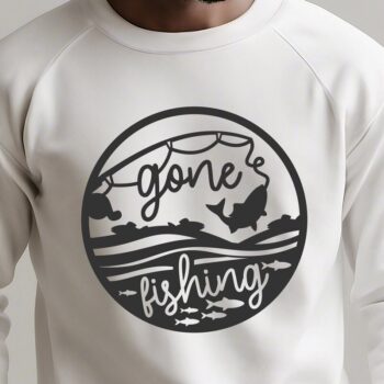 Intra απο ξύλο plywood  Χρώμα wenge 3mm-4mm πάχος - Gone Fishing , Fishing Round Sign Δίασταση 40x50 cm INTRAFABR-121186571 - Image 3