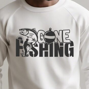 Intra απο ξύλο plywood  Χρώμα wenge 3mm-4mm πάχος - Πινακίδα Gone Fishing , Ψαράς πουκάμισο Δίασταση 40x50 cm INTRAFABR-118998613 - Image 3