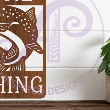 Intra απο ξύλο plywood Χρώμα wenge 3mm-4mm πάχος - Επιγραφή Gone Fishing Wall Art, . Δίασταση 40x50 cm INTRAFABR-119420921 - Image 1