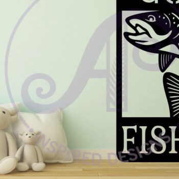 Intra απο ξύλο plywood Χρώμα wenge 3mm-4mm πάχος - Επιγραφή Gone Fishing Wall Art, . Δίασταση 40x50 cm INTRAFABR-119420921 - Image 2