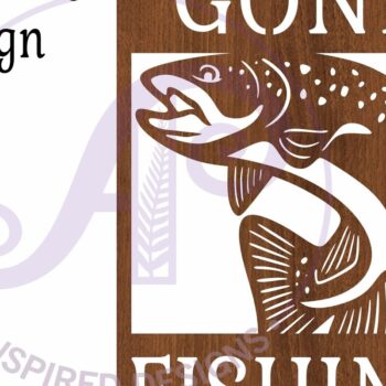 Intra απο ξύλο plywood Χρώμα wenge 3mm-4mm πάχος - Επιγραφή Gone Fishing Wall Art, . Δίασταση 40x50 cm INTRAFABR-119420921 - Image 3