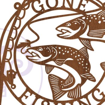 Intra απο ξύλο plywood  Χρώμα wenge 3mm-4mm πάχος - Gone Fishing Wall Sign Δίασταση 30x20 cm INTRAFABR-93688075 - Image 4