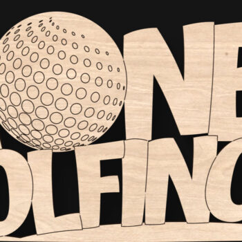 Intra απο ξύλο plywood Χρώμα wenge 3mm-4mm πάχος - Gone Golfing σημάδι Δίασταση 20x20 cm INTRAFABR-119248444 - Image 1