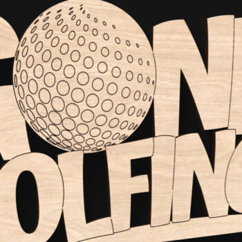 Intra απο ξύλο plywood Χρώμα wenge 3mm-4mm πάχος - Gone Golfing σημάδι Δίασταση 20x20 cm INTRAFABR-119248444 - Image 2