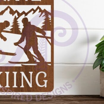 Intra απο ξύλο plywood Χρώμα wenge 3mm-4mm πάχος - Επιγραφή Gone Skiing Wall Art, . Δίασταση 40x50 cm INTRAFABR-95062590 - Image 1