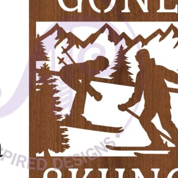 Intra απο ξύλο plywood Χρώμα wenge 3mm-4mm πάχος - Επιγραφή Gone Skiing Wall Art, . Δίασταση 40x50 cm INTRAFABR-95062590 - Image 3