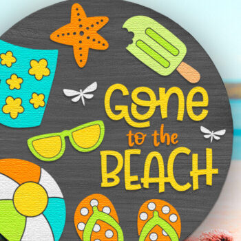 Intra απο ξύλο plywood  Χρώμα wenge 3mm-4mm πάχος - Gone to the Beach , Summer Door Sign Δίασταση 10x10 cm INTRAFABR-93643604 - Image 3