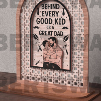 Intra απο ξύλο plywood Χρώμα wenge 3mm-4mm πάχος - Καλό παιδί Μεγάλος μπαμπάς σημάδι Δίασταση 20x20 cm INTRAFABR-93643380 - Image 1