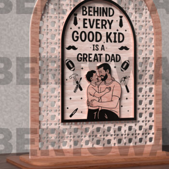 Intra απο ξύλο plywood Χρώμα wenge 3mm-4mm πάχος - Καλό παιδί Μεγάλος μπαμπάς σημάδι Δίασταση 20x20 cm INTRAFABR-93643380 - Image 2