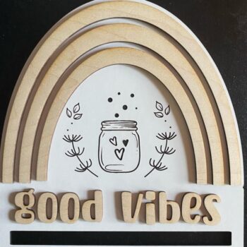 Intra απο ξύλο plywood Χρώμα wenge 3mm-4mm πάχος - Καλό Vibes Rainbow Macrame Laser Δίασταση 30x20 cm INTRAFABR-93308186 - Image 1