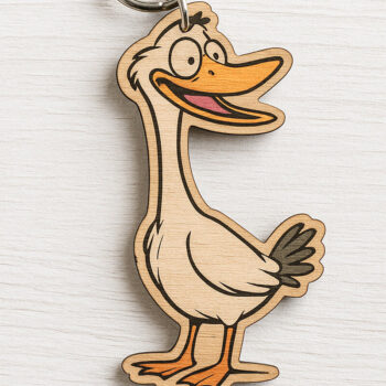 Intra απο ξύλο plywood  Χρώμα wenge 3mm-4mm πάχος - Μπρελόκ Ξύλινο Goofy Goose Δίασταση 4x4 cm INTRAFABR-10475534 - Image 1