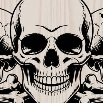 Intra απο ξύλο plywood Χρώμα wenge 3mm-4mm πάχος - Gothic Skull Pile Δίασταση 40x50 cm INTRAFABR-119035459 - Image 1