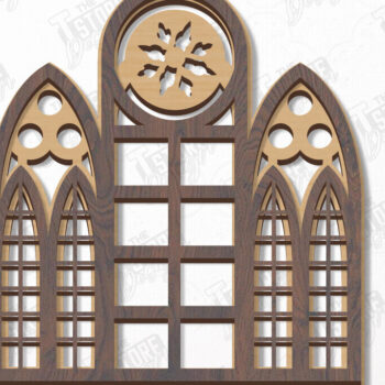 Intra απο ξύλο plywood Χρώμα wenge 3mm-4mm πάχος - Γοτθικό πλαίσιο παραθύρου | Γοτθικό στυλ | CNC Δίασταση 20x25 cm INTRAFABR-120909718 - Image 1