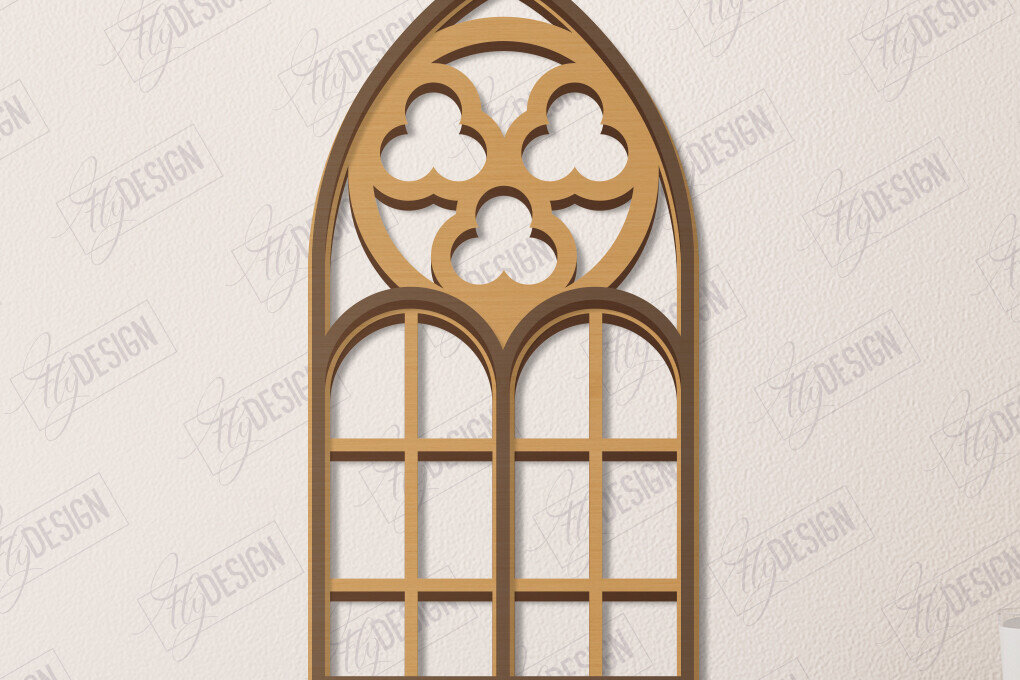 Intra απο ξύλο plywood  Χρώμα wenge 3mm-4mm πάχος - Γοτθικό Παράθυρο |Γοτθικό Στυλ|Πλαίσιο παραθύρου Δίασταση 20x25 cm INTRAFABR-95670383