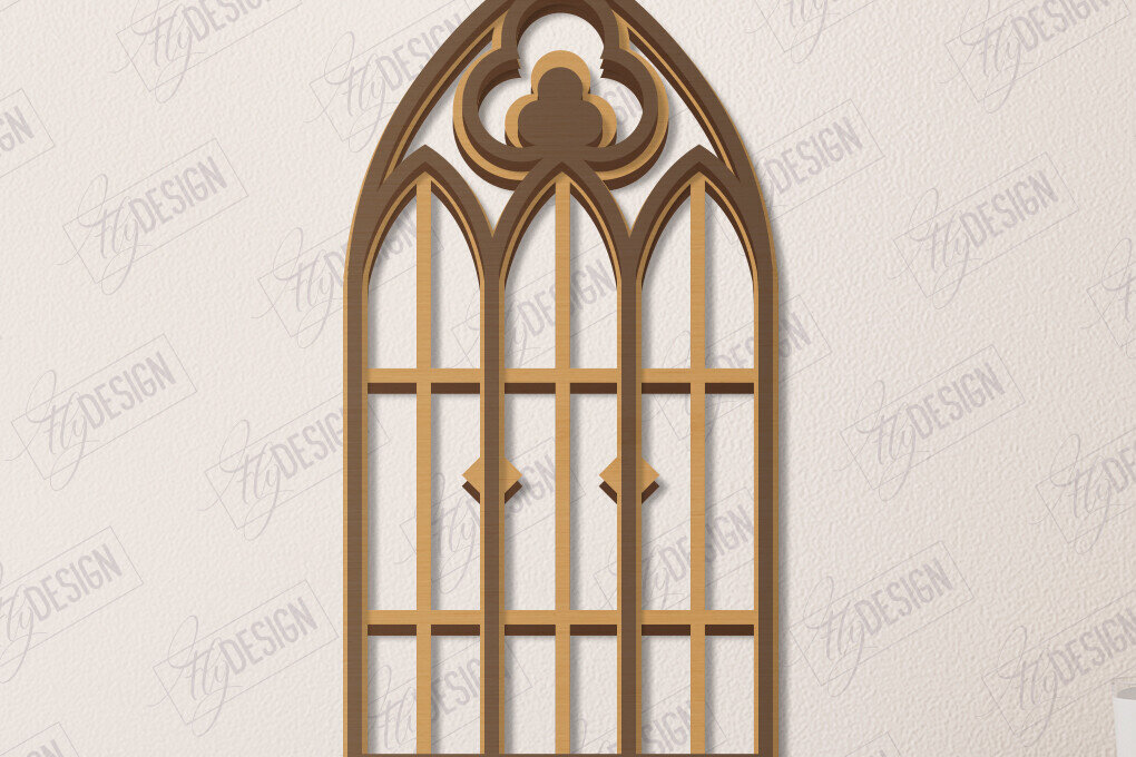 Intra απο ξύλο plywood  Χρώμα wenge 3mm-4mm πάχος - Γοτθικό Παράθυρο |Γοτθικό Στυλ|Πλαίσιο παραθύρου Δίασταση 20x25 cm INTRAFABR-95710415