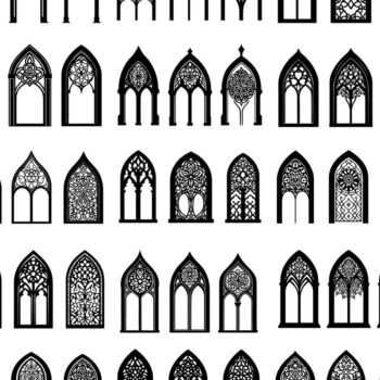 Intra απο ξύλο plywood Χρώμα wenge 3mm-4mm πάχος - Γοτθική δέσμη σχεδίων κοπής παραθύρων με λέιζερ Δίασταση 40x50 cm INTRAFABR-95710488 - Image 2