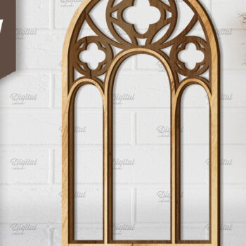 Intra απο ξύλο plywood Χρώμα wenge 3mm-4mm πάχος - Γοτθικό Παράθυρο . Τοξωτό πλαίσιο παραθύρου Δίασταση 20x25 cm INTRAFABR-95710659 - Image 1