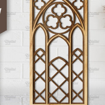 Intra απο ξύλο plywood Χρώμα wenge 3mm-4mm πάχος - Γοτθικό Παράθυρο . Τοξωτό πλαίσιο παραθύρου Δίασταση 20x25 cm INTRAFABR-95710683 - Image 1