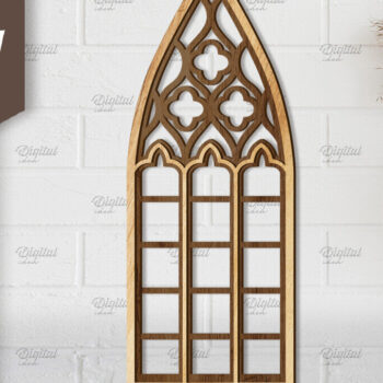 Intra απο ξύλο plywood Χρώμα wenge 3mm-4mm πάχος - Γοτθικό Παράθυρο . Τοξωτό πλαίσιο παραθύρου Δίασταση 20x25 cm INTRAFABR-95710796 - Image 1