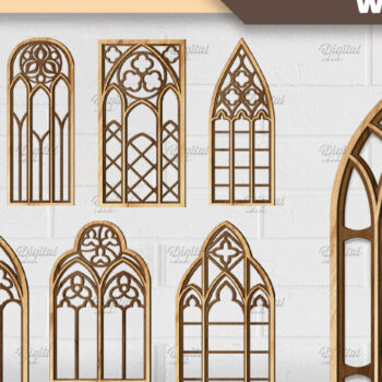 Intra απο ξύλο plywood Χρώμα wenge 3mm-4mm πάχος - Πακέτο Gothic Window . Τρισδιάστατη Δίασταση 30x20 cm INTRAFABR-95710882 - Image 1