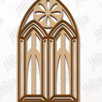 Intra απο ξύλο plywood  Χρώμα wenge 3mm-4mm πάχος - Πακέτο γοτθικών παραθύρων | Γοτθικό Στυλ|CNC Δίασταση 20x25 cm INTRAFABR-95710957 - Image 2